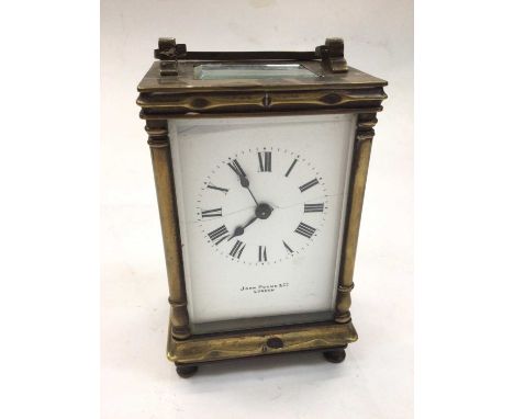 Brass carriage clock by John Pound &amp; Co, London