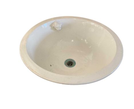 Antique Chinese white glazed basin, 47cm diameter