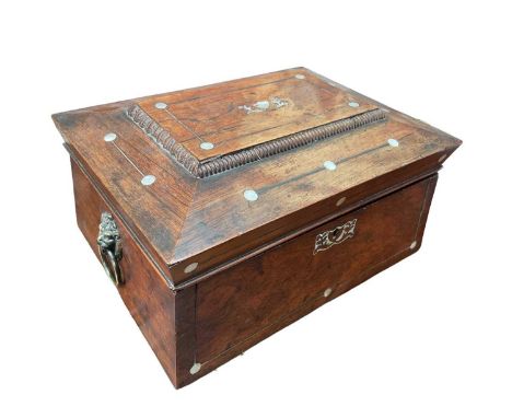 William IV rosewood and mother of pearl inlaid workbox