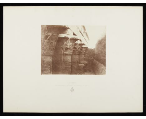 Louis De Clercq (French, 1837-1901). Albumen print photograph titled "Esneh. Les chapiteaux et le sommet des colonnes du temp