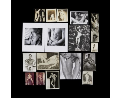 Group of seventeen vintage photographs depicting male nudes. Including one photograph by Dave Martin of Zaro Rossi.Height ran