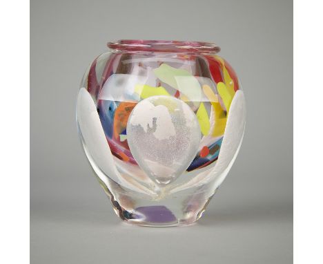 Jean-Claude Novaro (French, 1943-2015). Handblown glass vase, 1994. Incised signature and date along the underside. Of a pale