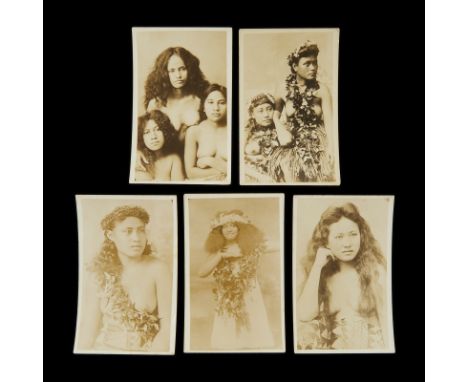 Group of five real photo postcards depicting portraits of Maori women. Possibly photographed by John Griffin, similar to work