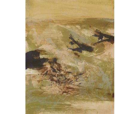 Zao Wou-Ki (Chinese/French, 1921-2013). Abstract lithograph on paper. Signed along the lower right; numbered 21/90 along the 
