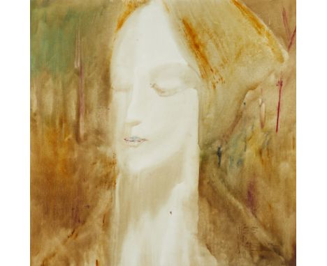 Yves Leduc (American, 20th c). Oil on canvas painting depicting a portrait of a figure. Signed along the lower right. Further