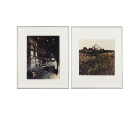 Patricia Bazelon (American, 1933-1995). Group of two photographs of industrial equipment titled "Collapsed Ore Bridge, #7" an