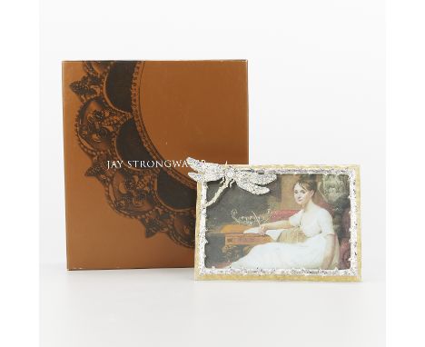 Jay Strongwater, United States. Swarovski crystal rectangular frame with polychrome enamel. With an applied dragonfly and nat