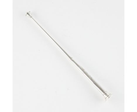 Tiffany &amp; Co., New York. Sterling silver hunting horn with engraved monogram of MFH along the side. Marked along the bell