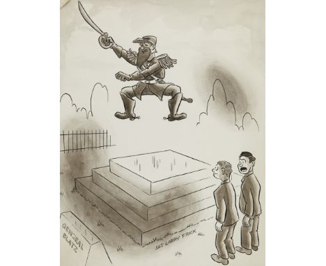 Sgt. John Lawrence "Larry" Frick (American, 1918-1992). Pen, ink, and graphite comic illustration captioned "Someone Stole th