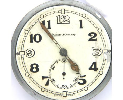 Jaeger LeCoultre crown wind WWII military pocket watch, case D: 51 mm, working at lotting, marked GSTP F009171. P&amp;P Group