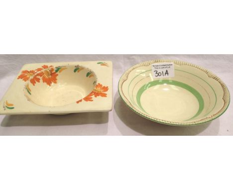 Two ceramic bowls to include Clarice Cliff and one other, D: 15 cm. P&amp;P Group 2 (£18+VAT for the first lot and £3+VAT for