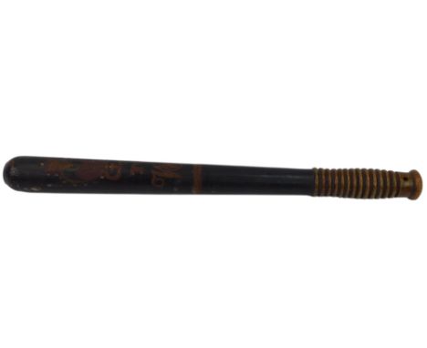 A William IV painted wooden police truncheon, decorated with a coronet above IVWR, 46cm long. 