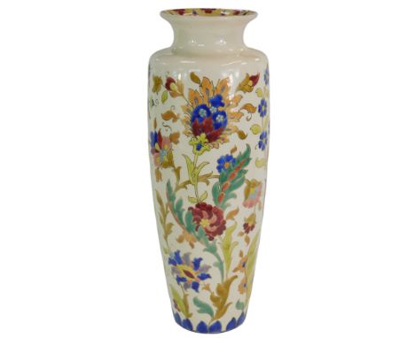A late 19thC/ early 20thC Continental Iznic style vase, possibly Zsolnay Pecs, no makers marks, 46cm high.