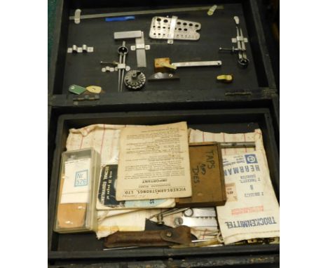 An ebonised tool chest, containing various precision engineering woodworkers tools, early to mid 20thC