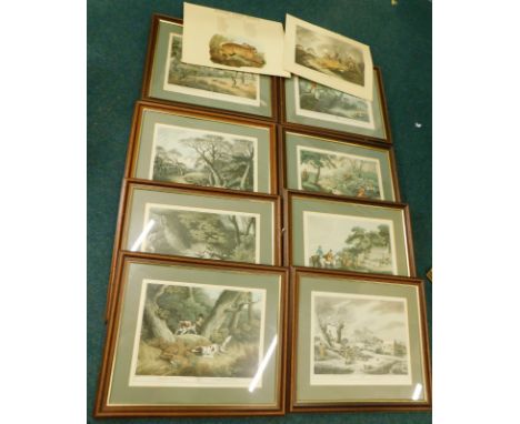 After Samuel Howitt. Hare shooting, fox hunting, pheasant shooting etc., various later reproduction prints, 36cm x 47cm, eigh