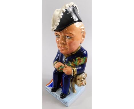 A Wilkinson Limited Royal Staffordshire Pottery Clarice Cliff toby jug, modelled in the form of Winston Churchill, the square