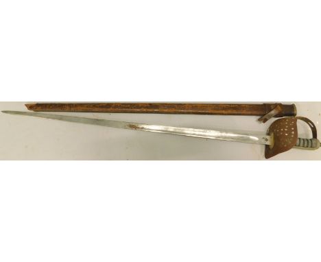 An Army Navy Society officer's sword, with shagreen handle, leather scabbard (AF)