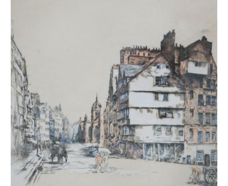 Robert Smith Forrest (1871-1943). The Bow Head and Lawn Market, artist signed coloured etching, 21cm x 23cm.
