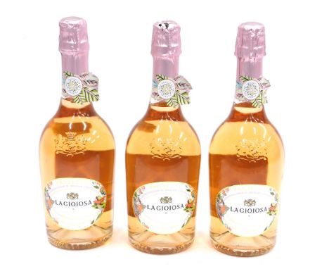 Three bottles of Lagioiosa Prosecco rose 2021.