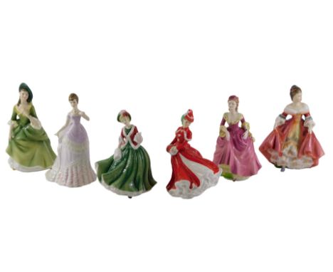 Worcester and other ladies, comprising Royal Worcester Emily, Royal Doulton Christmas Day, Royal Doulton Christmas Celebratio