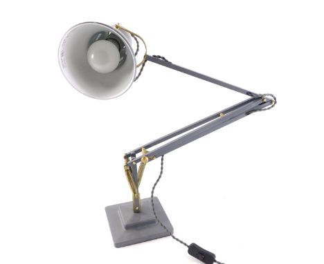 A grey enamel and gold coloured original Anglepoise lamp, model 1227, the base 16cm wide. 