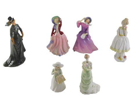 A collection of porcelain figurines, to include Paragon Lady Evelyn, Goebel Equestrian 1876, etc. 
