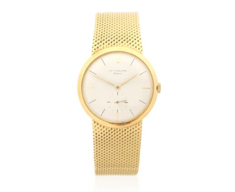 Patek Philippe. An 18K gold manual wind bracelet watchModel: CalatravaReference: 2581Date: London Import mark for 1956Movemen