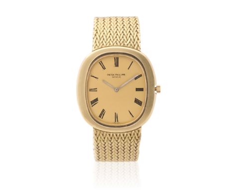 Patek Philippe. An 18K gold automatic bracelet watch with sigma dialModel: EllipseReference: 3589/1Date: Circa 1975Movement: 