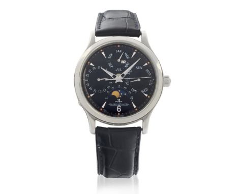 Jaeger-LeCoultre. A stainless steel automatic perpetual calendar wristwatch with moon phaseModel: Master Control 1000 Hours R