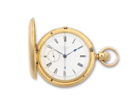 Dent, 33 Cockspur Street, London. A fine and heavy 18K gold keyless wind chronograph full hunter pocket watchDate: London Hal