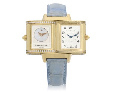 Jaeger-LeCoultre. A lady's 18K gold diamond set manual wind reversible wristwatch with mother of pearl dialModel: ReversoRefe