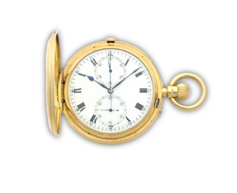 William Alexander &amp; Sons, Glasgow. A fine  18K gold keyless wind full hunter chronograph pocket watchDate: London Hallmar