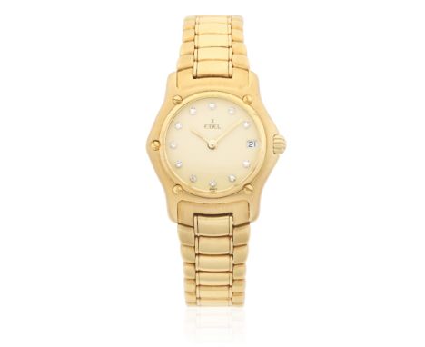 Ebel. A lady's 18K gold diamond set quartz calendar bracelet watchModel: 1911Reference: 888901Date: Circa 1990Movement: 7-jew