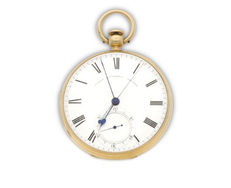 William Langford, Bristol. An 18K gold keyless wind open face pocket watchDate: London Hallmark for 1867Movement: Gilt 3/4 pl