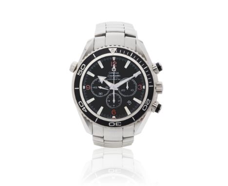 Omega. A stainless steel automatic calendar chronograph bracelet watch with co-axial escapementModel: Planet OceanReference: 
