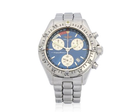 Breitling. A stainless steel quartz calendar chronograph bracelet watchModel: TransoceanReference: A53040.1Date: Circa 2000Mo