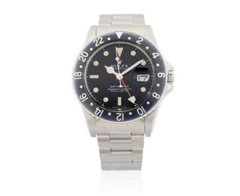 Rolex. A recently serviced stainless steel automatic calendar bracelet watch with dual time zoneModel: GMT-MasterReference: 1