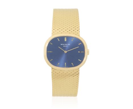 Patek Philippe. An 18K gold manual wind bracelet watch with sigma dial and Gay Frères braceletModel: EllipseReference: 3745 1
