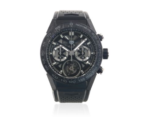 TAG Heuer. A carbon and PVD coated titanium automatic tourbillon chronograph wristwatchModel: Carrera Chronograph TourbillonR