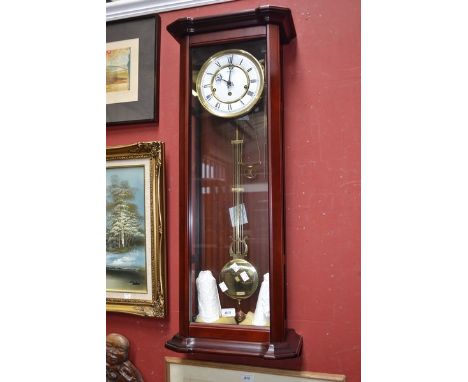 A contemporary Rapport of London mahogany cased Westminster chiming Vienna style wall clock