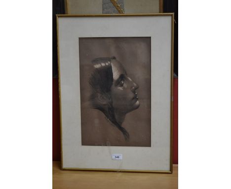 W. Tyler,
Portrait of a Young Lady in profile,
signed and dated 1872, chalk and charcoal, 27cm x 42cm, framed
