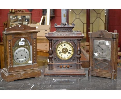 A West German mantel clock,14 day strike; another; a small Vienna wall  clock (3)