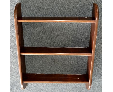 A mahogany wall shelf with three shelves. 75cm high x 65cm wide.