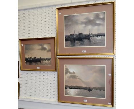 Arthur Pass,
Evening light on water, Malta,
watercolour,a pair,
framed,signed, 35cm x 45cm;
another, similar,
Evening and fis
