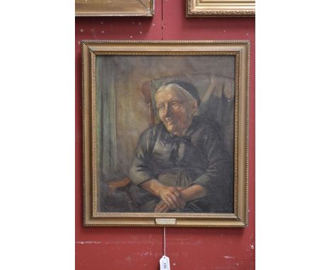 Clarke
Portrait of Old Sally
signed, oil on canvas, 43.5cm x 38cm

Label to verso for Royal Society of Portrait Painters, and