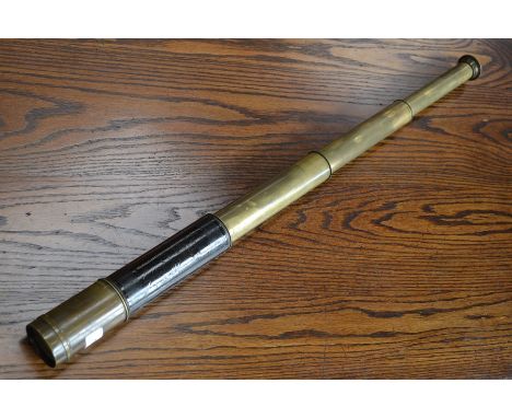 An early 20th century three draw brass telescope, no.28229, by Ross London