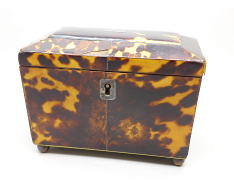 A George III tortoiseshell tea caddy. With non-transferable Standard Ivory Exemption Declaration, no. G6QRRSBL 