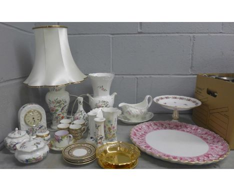 An Aynsley table lamp, vase, Copeland comport, four Wedgwood Clio coffee cans and saucers, etc. **PLEASE NOTE THIS LOT IS NOT