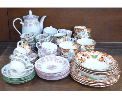 A Grafton tea set decorated with pink flowers, a Spode tea set and a Wellington china part tea set **PLEASE NOTE THIS LOT IS 