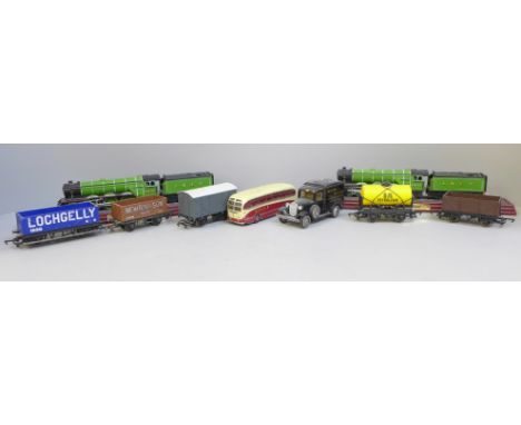 Assorted model vehicles and OO gauge wagons 